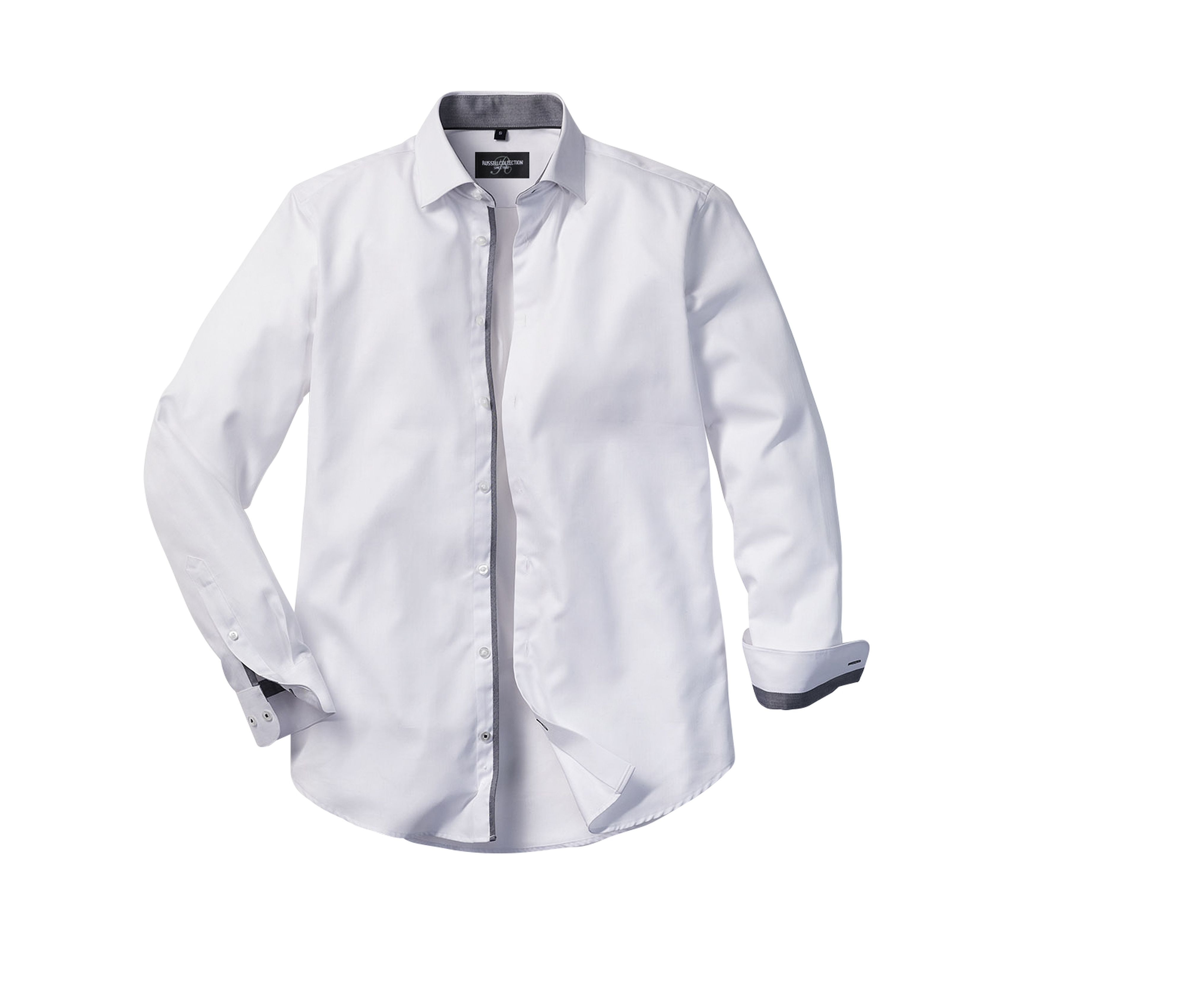 MEN'S LONG SLEEVE TAILORED CONTRAST HERRINGBONE SHIRT